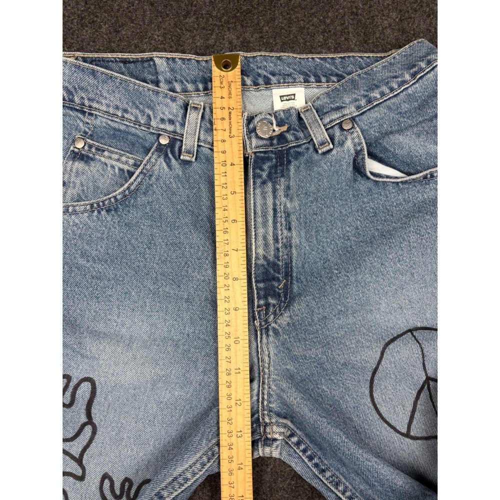 Vintage Levi's USA Y2K Reworked Flare Jeans Peace Sign Patchwork Boho Juniors 11 - Picture 5 of 14